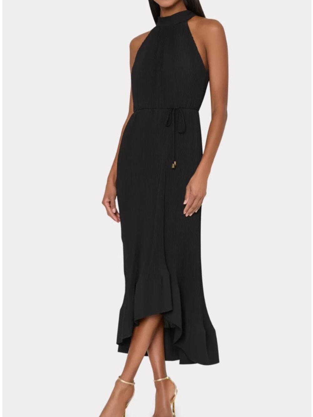 NWT Milly Nalani Midi Dress 0/4/8 Black Halter Cocktail Sleeveless High Low